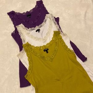 Apt. 9 lace trim tank top, set of 3, large